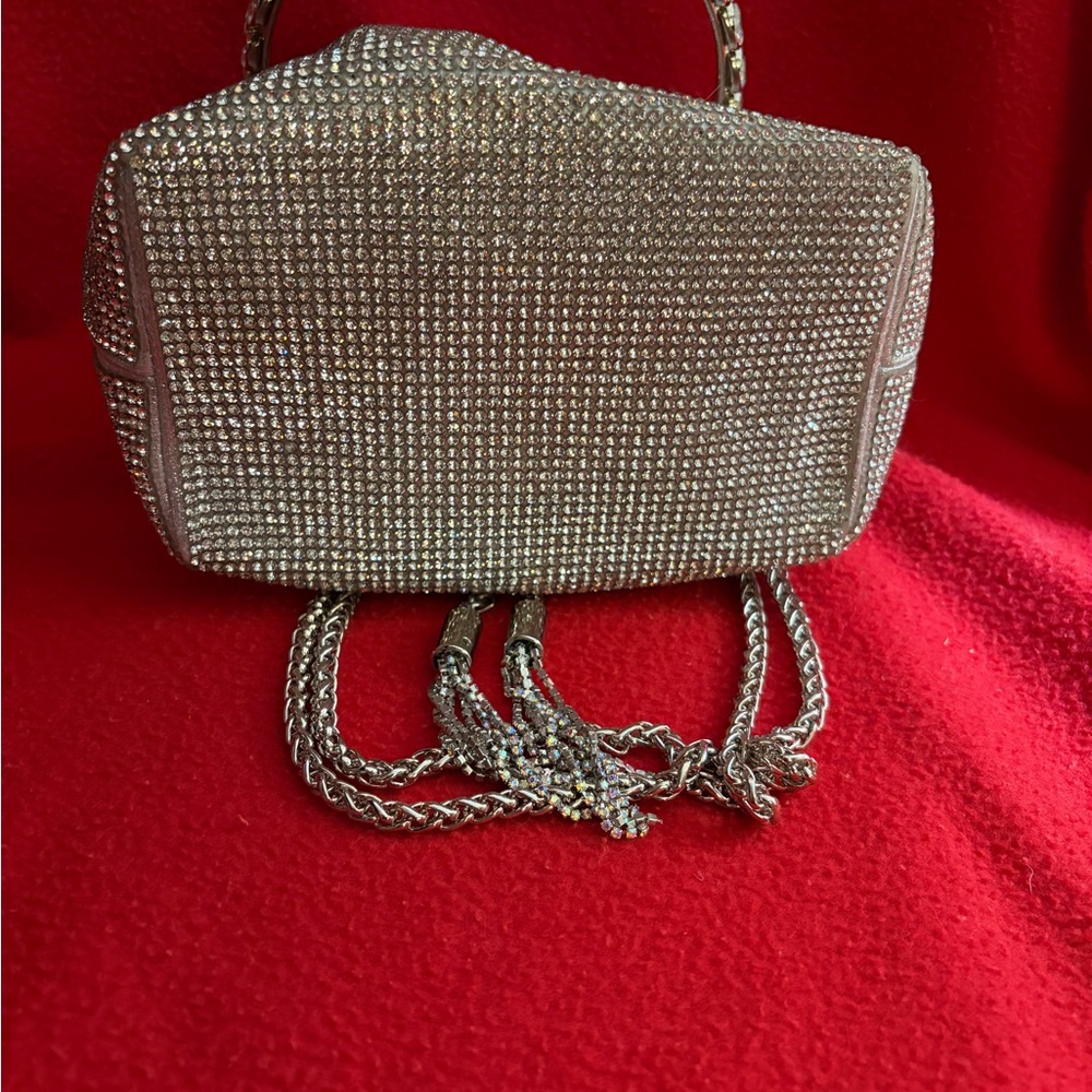 Silver Rhinestones Drawstring Mini Bucket Bag - Picture 5 of 8